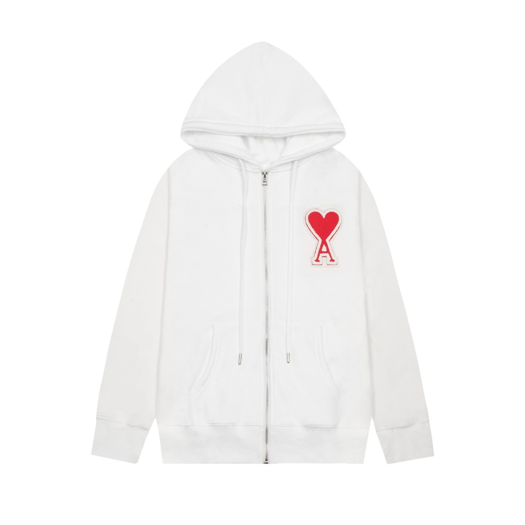 Veste Ami Paris Blanc Cœur Rouge