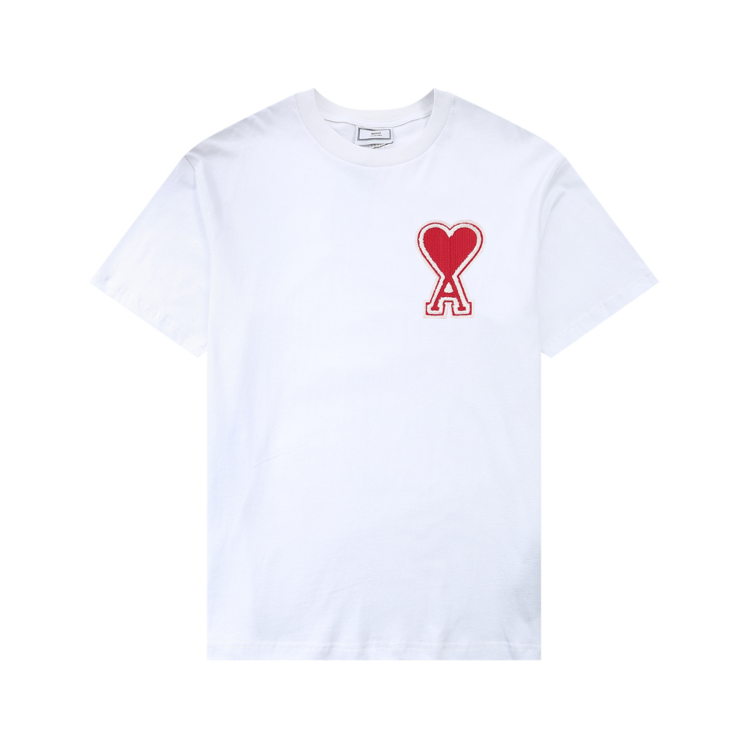 T-shirt Ami Paris Blanc Coeur Rouge