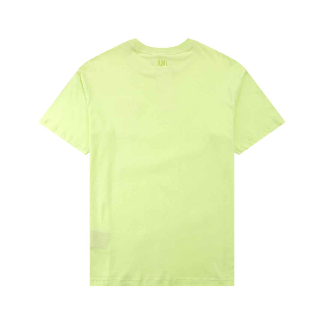 T-shirt Ami Paris Jaune Coeur Blanc