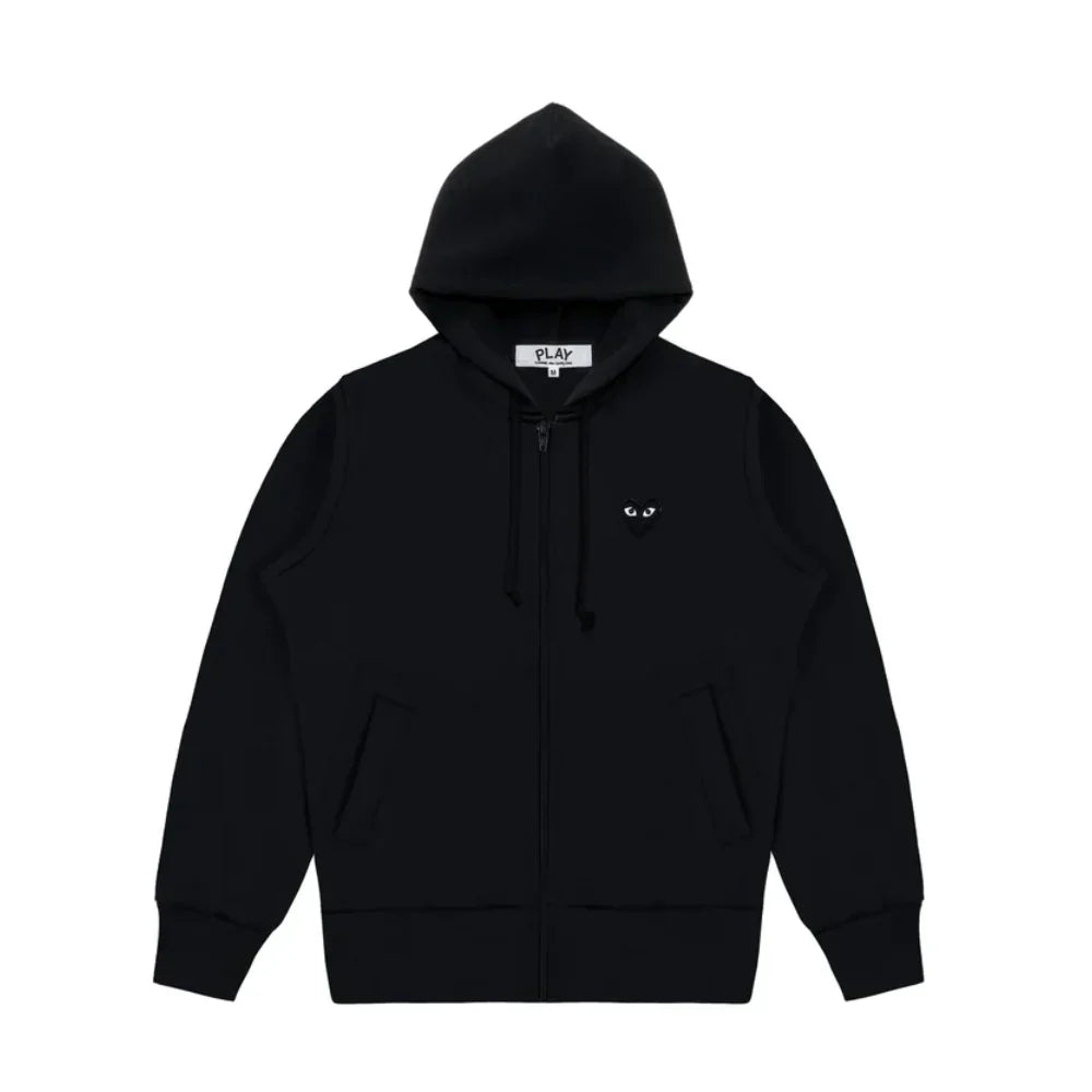 Comme des Garcons Play Big Black Heart Zip Up Hoodie Black