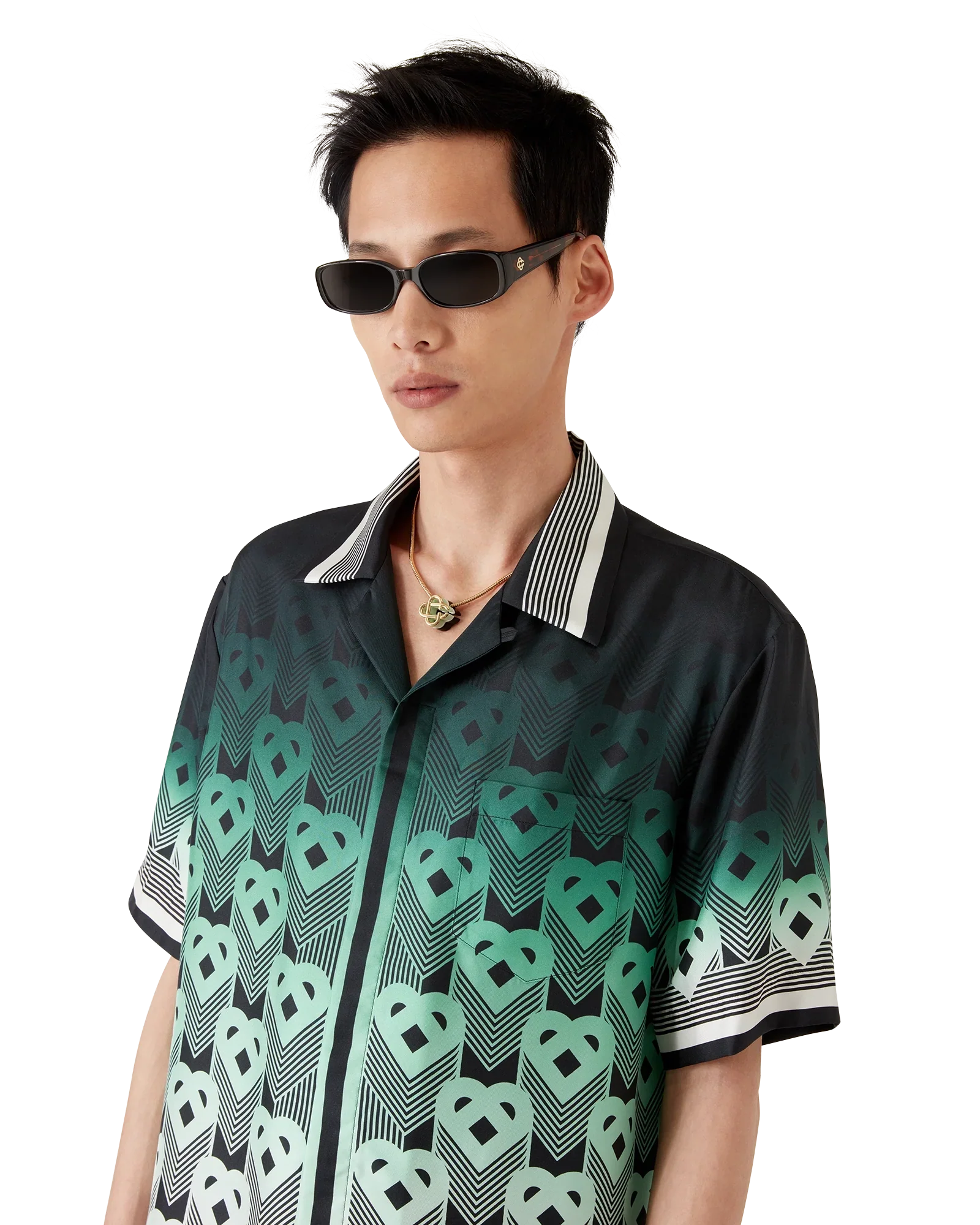 Gradient Monogram Silk Short Sleeve Shirt