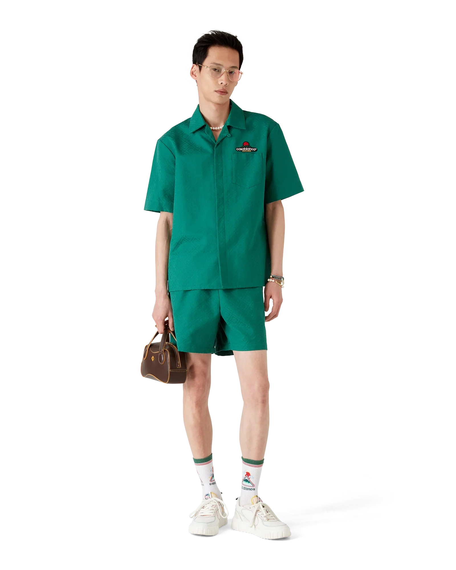 Cotton Monogram Jacquard Short Sleeve Shirt