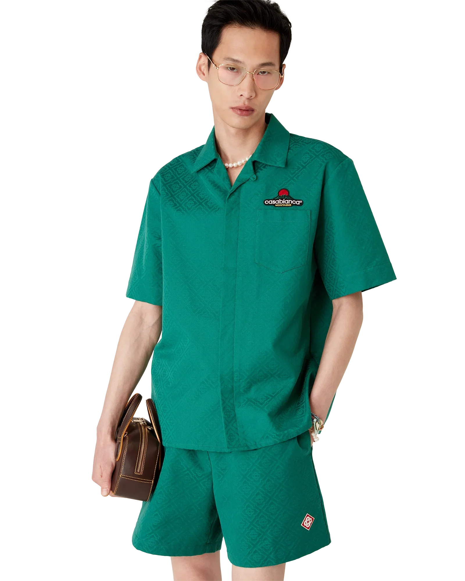 Cotton Monogram Jacquard Short Sleeve Shirt