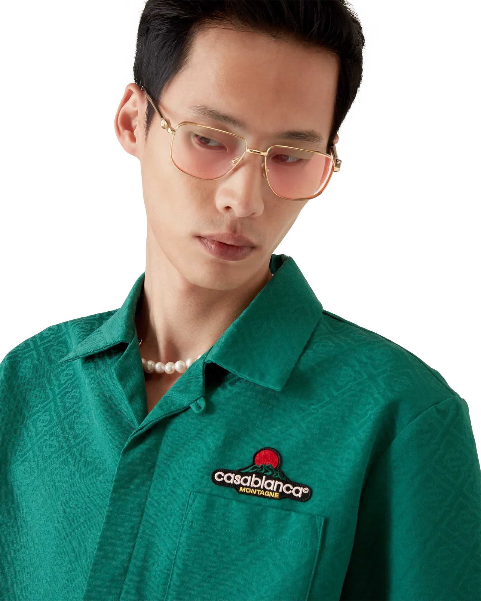 Cotton Monogram Jacquard Short Sleeve Shirt