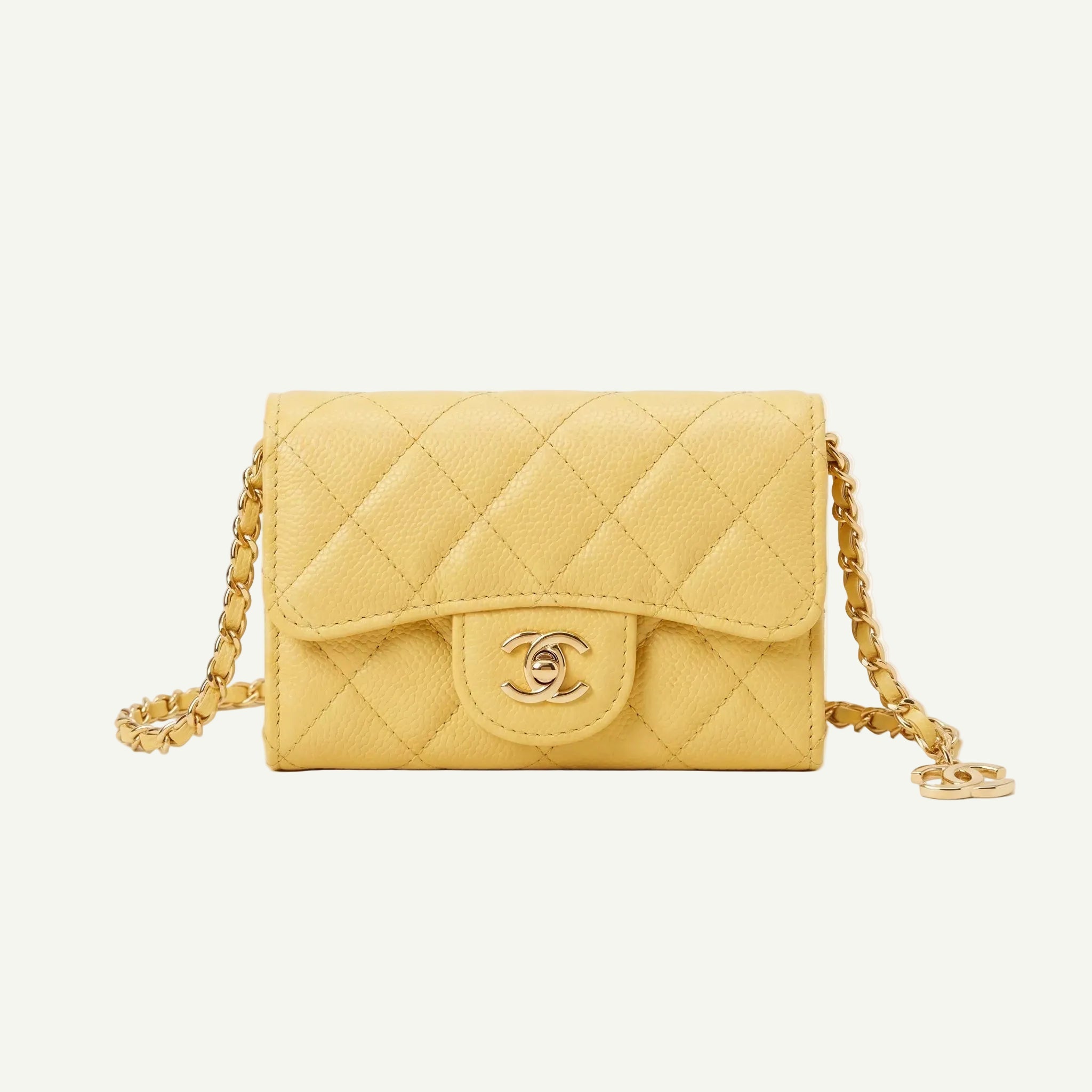 Pochette à Chaîne Matelassée - Jaune
