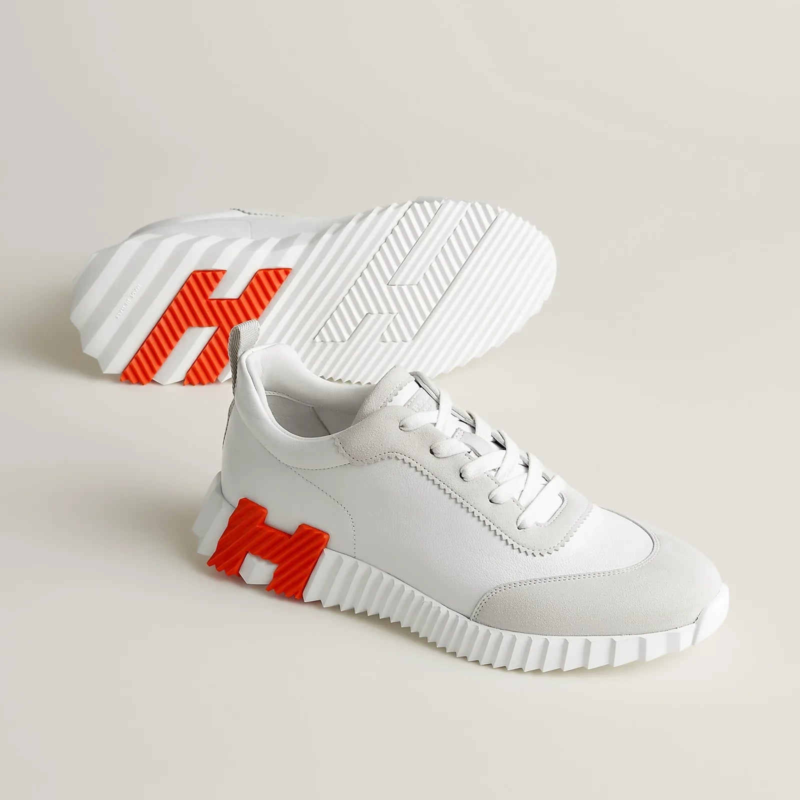 Hermès Bouncing Cuir Blanc/Orange