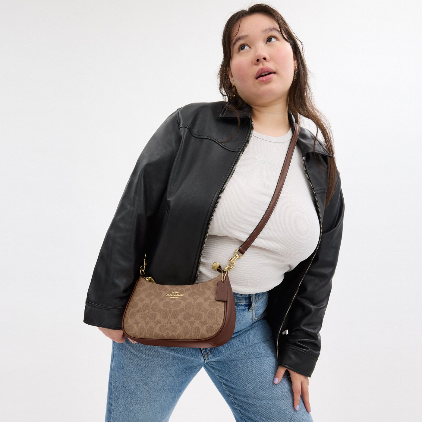 Coach Sac épaule Teri Toile - Marron