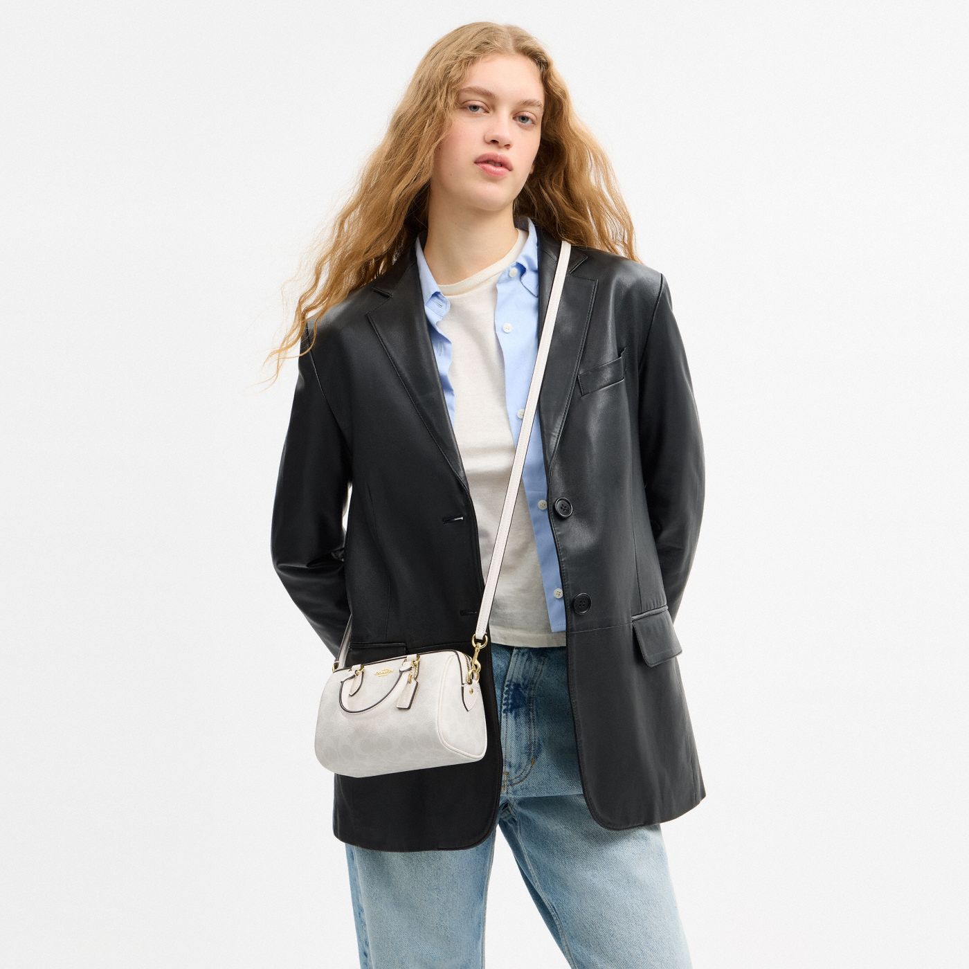 Coach Mini Sac Bandoulière Rowan Toile - Blanc