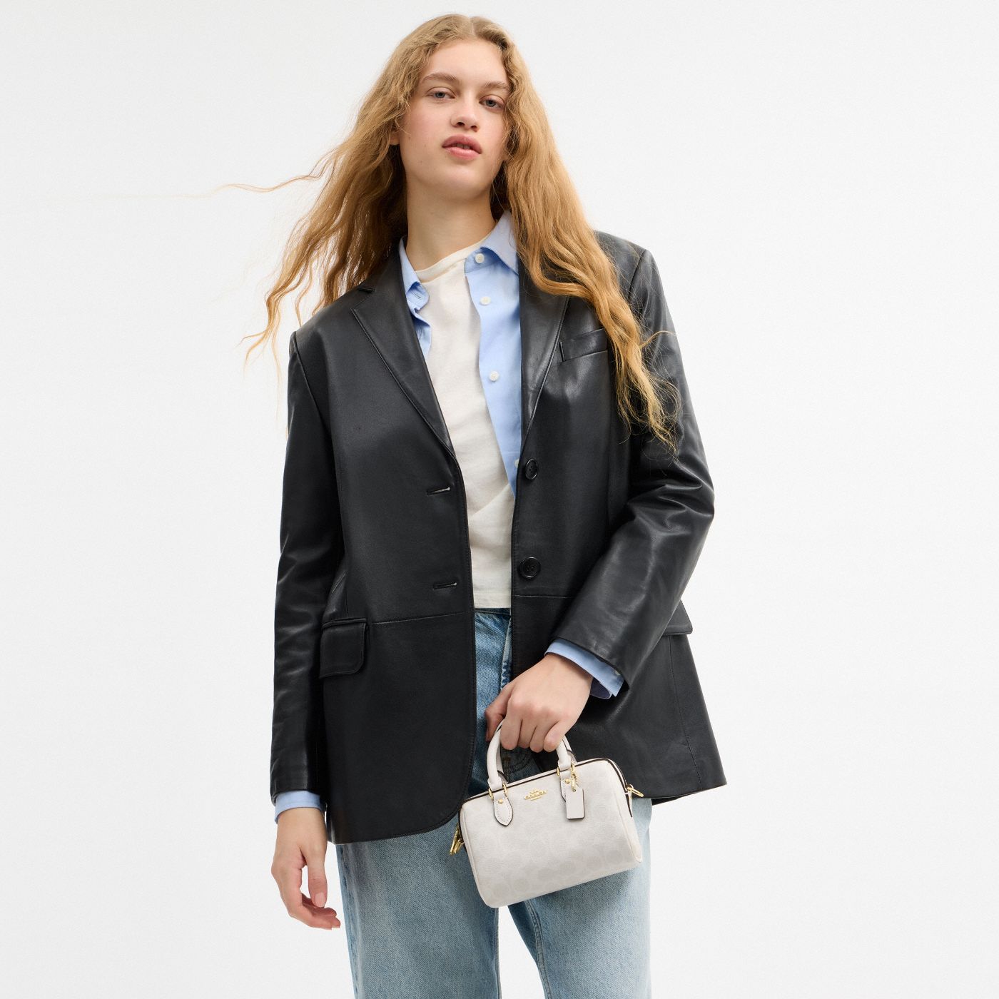 Coach Mini Sac Bandoulière Rowan Toile - Blanc