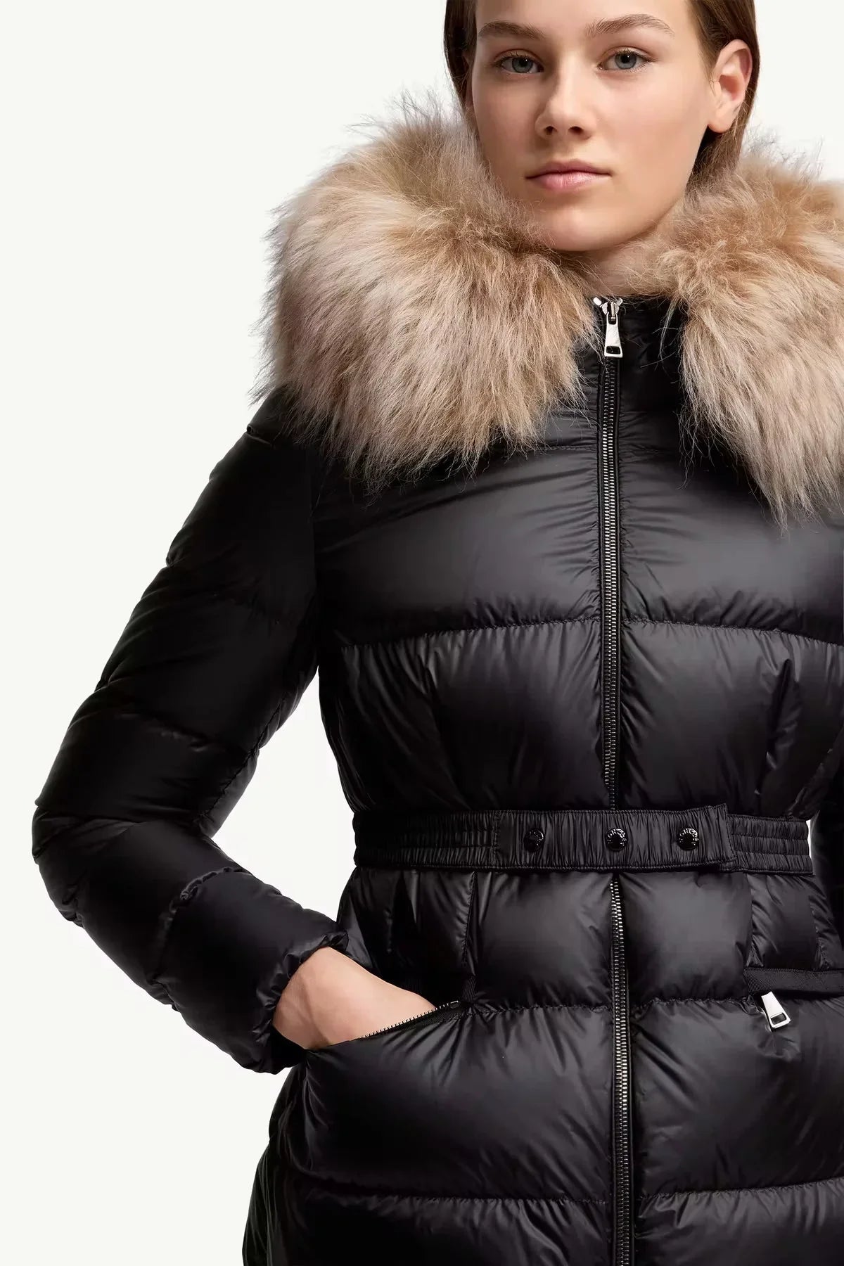 Doudoune courte à capuche bordée de shearling Boed