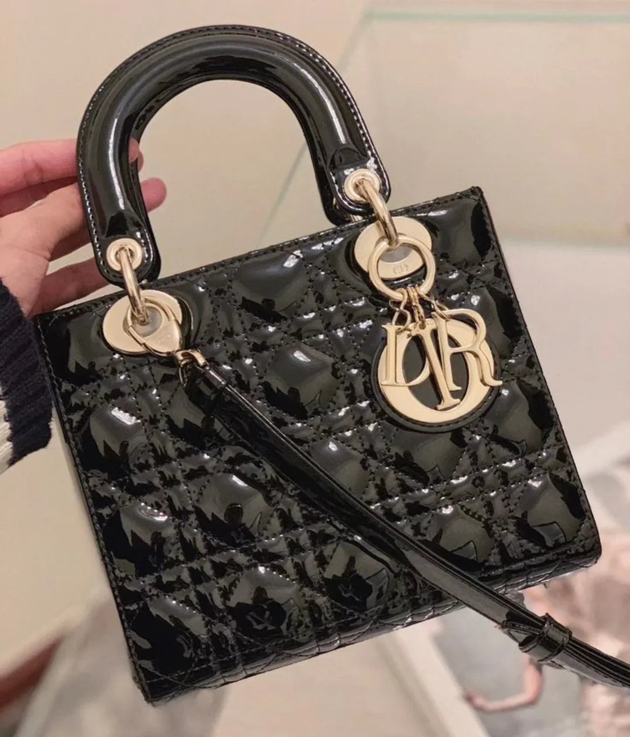 Sac Dior Lady Noir Brillant