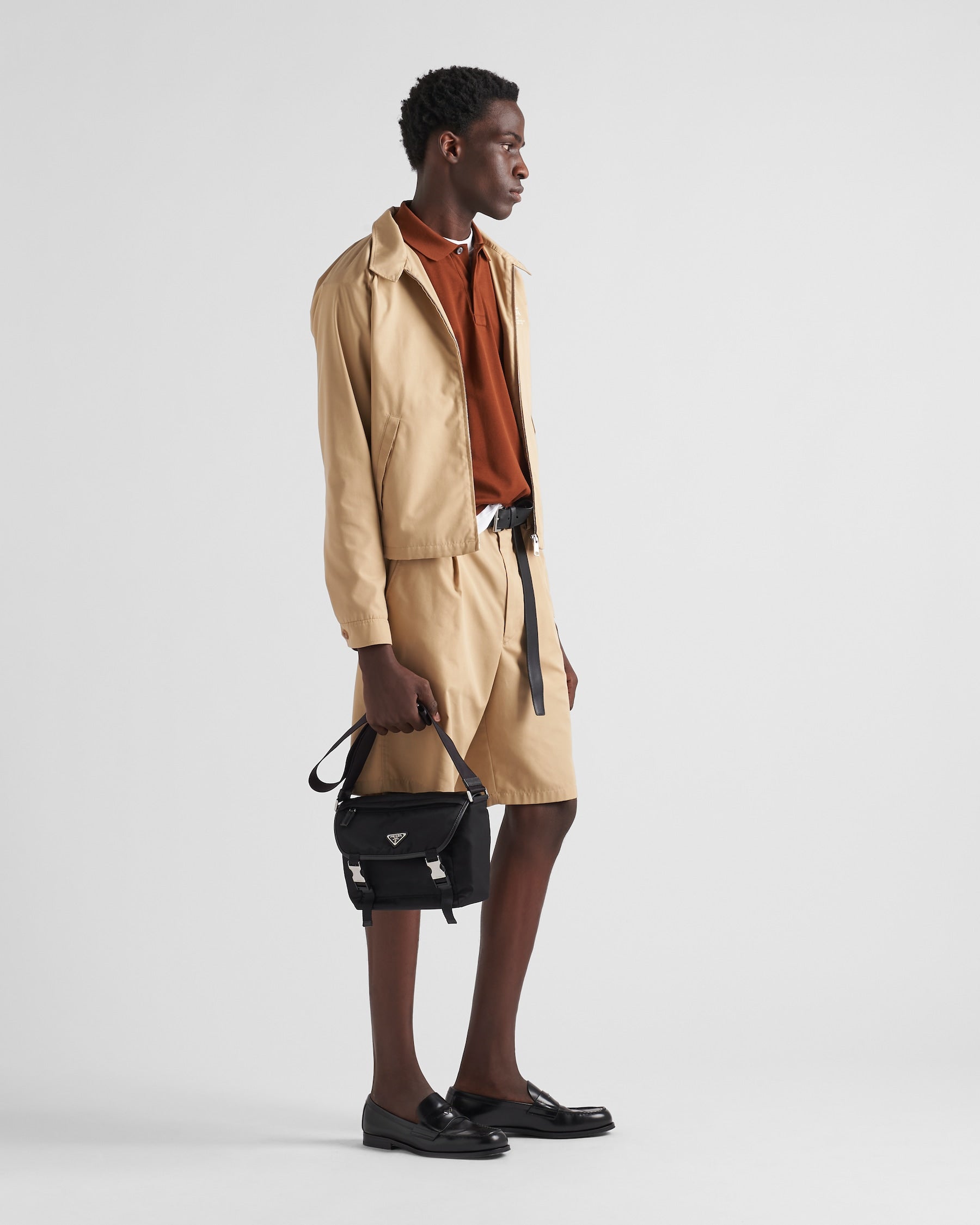 Sac porté épaule en Re-Nylon et cuir Saffiano