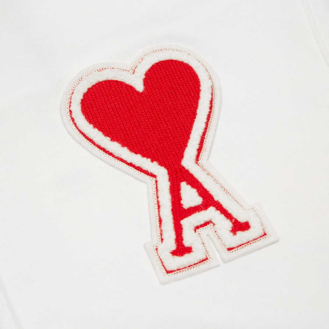 Veste Ami Paris Blanc Cœur Rouge