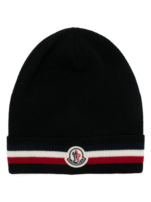 Moncler bonnet en laine à rayures tricolores
