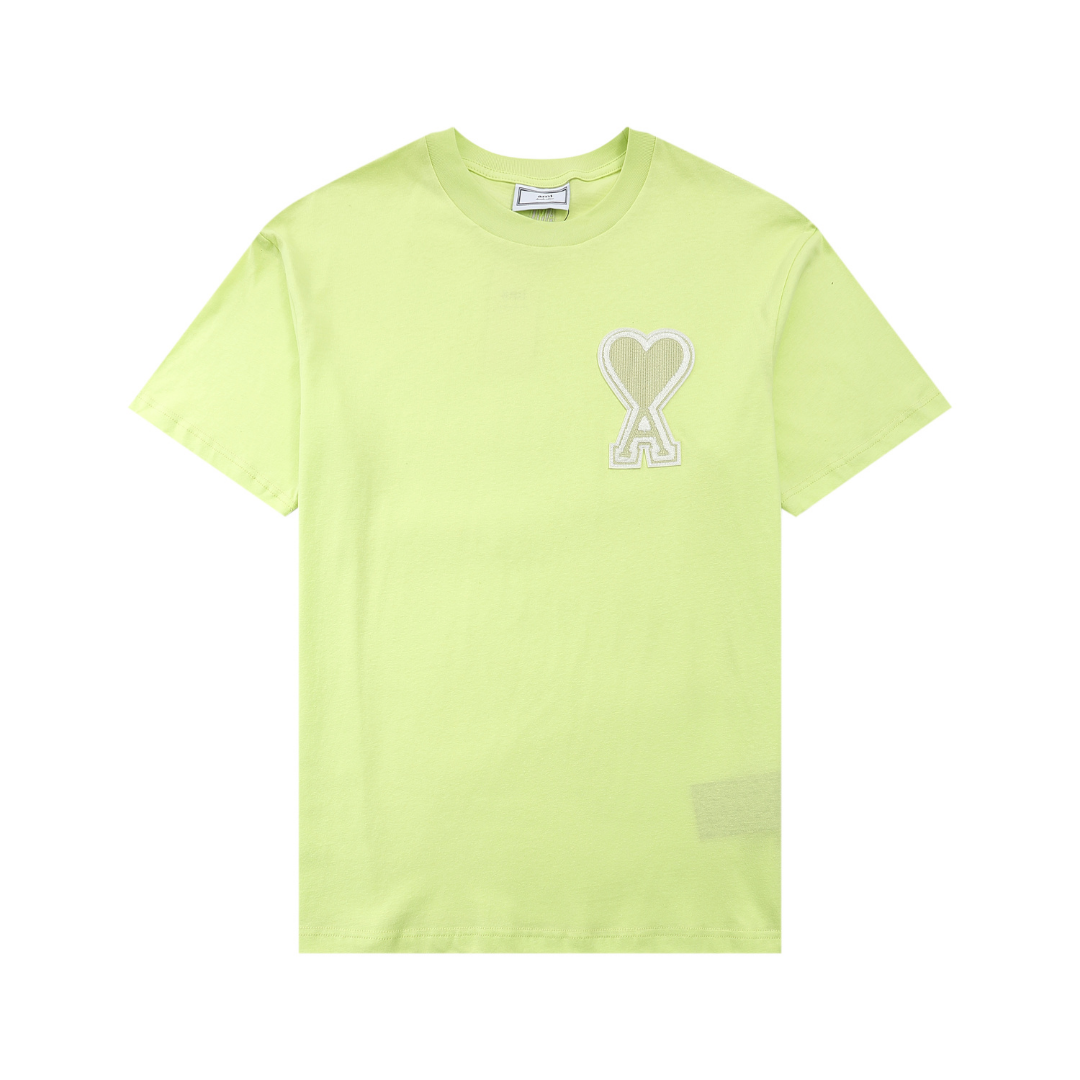 T-shirt Ami Paris Jaune Coeur Blanc