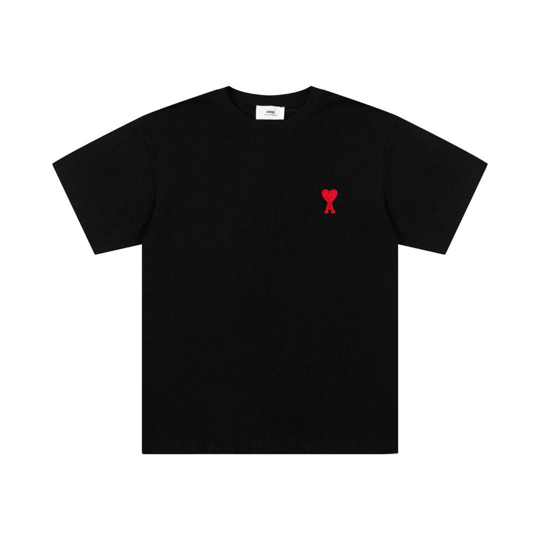 T-shirt Ami Paris Noir Cœur Rouge Little