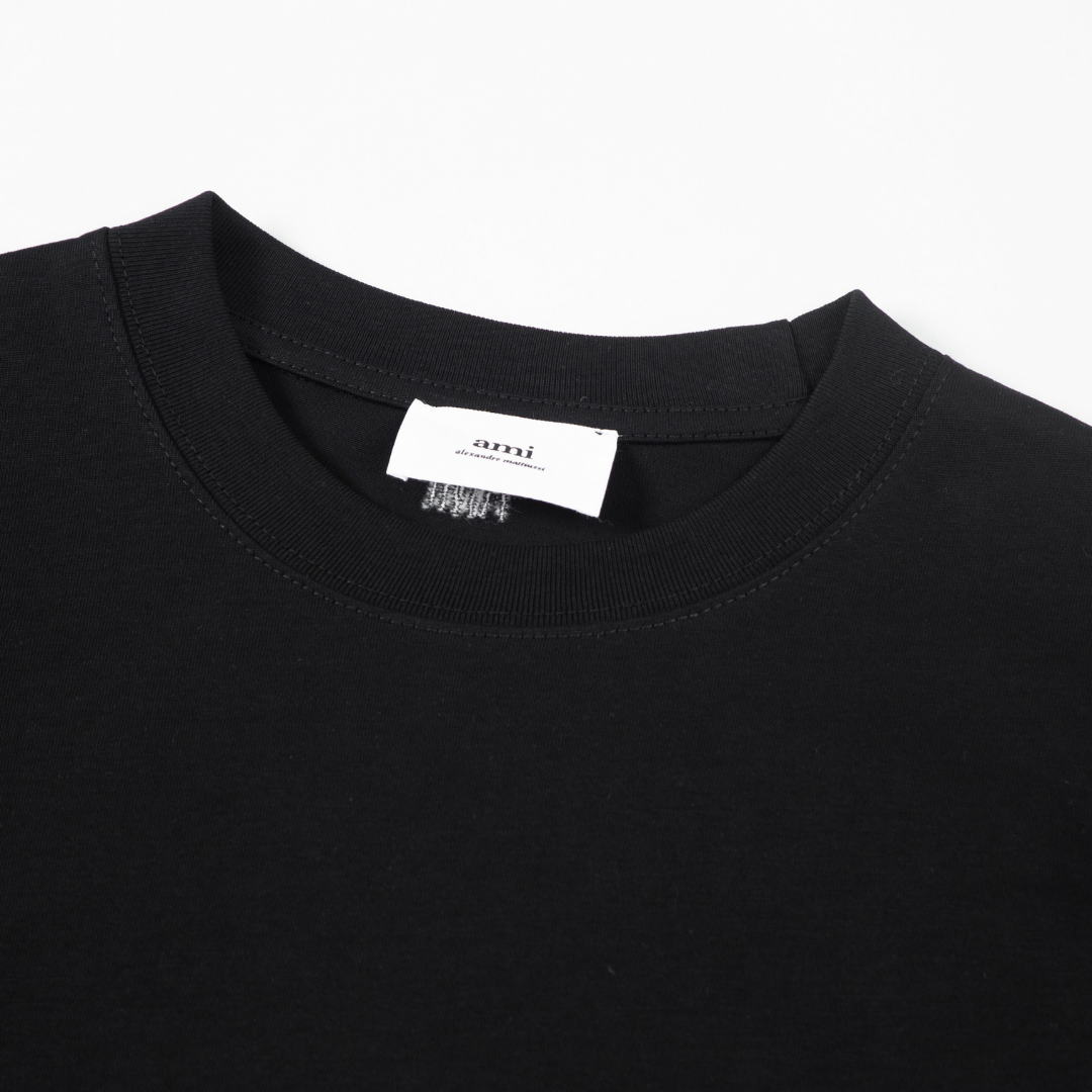 T-shirt Ami Paris Noir Cœur Rouge Little