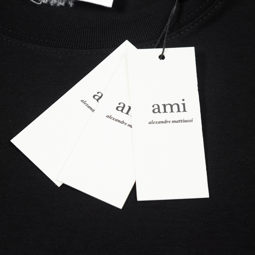 T-shirt Ami Paris Noir Cœur Rouge Little