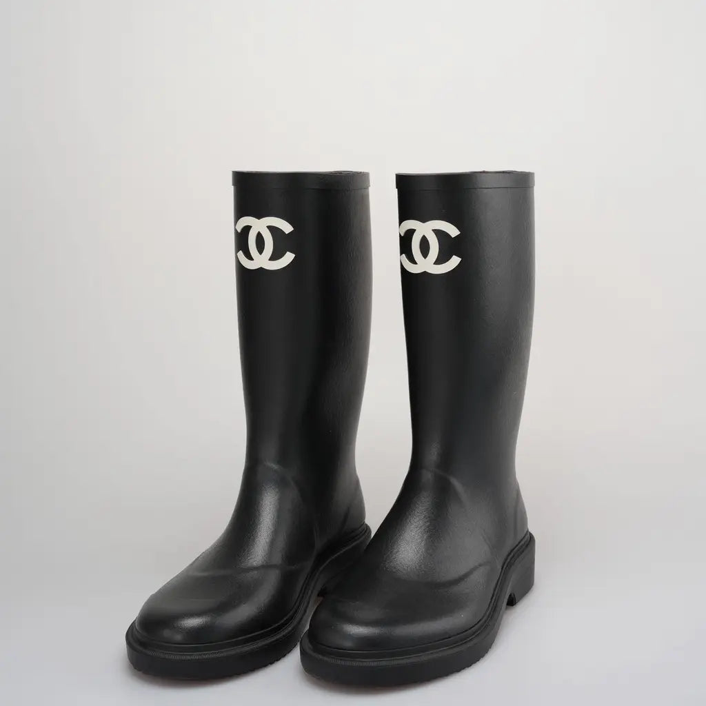 Chanel Bottes de pluie en caoutchouc Noir