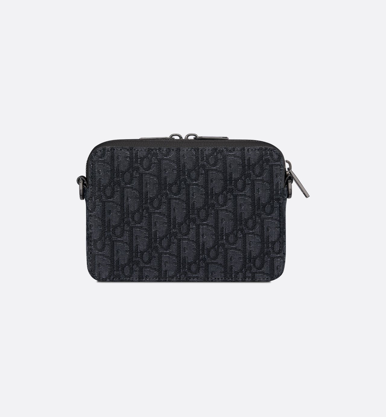 Pochette zippée à bandoulière Toile jacquard Dior Oblique noir