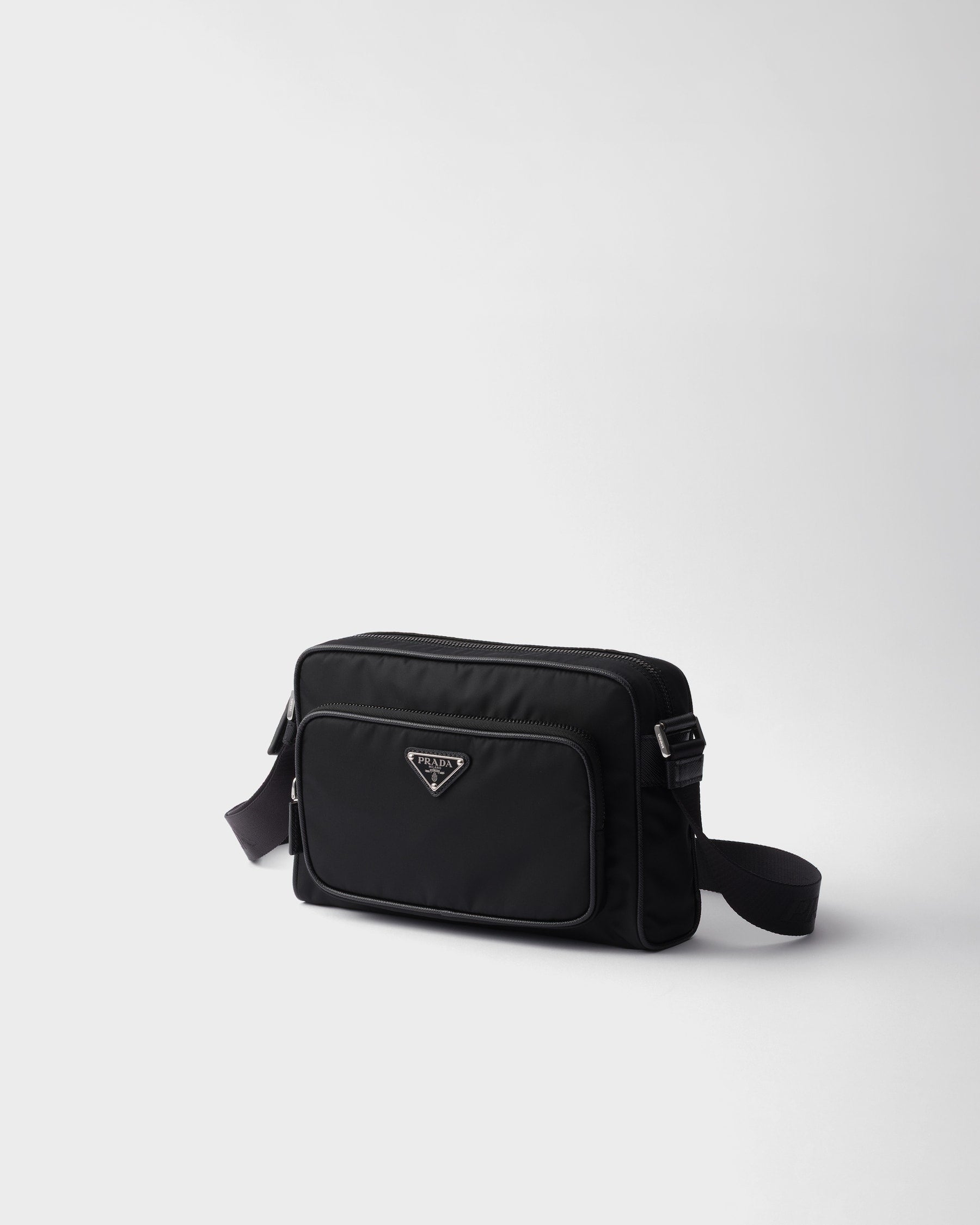 Petit sac porté épaule en Re-Nylon et cuir Saffia