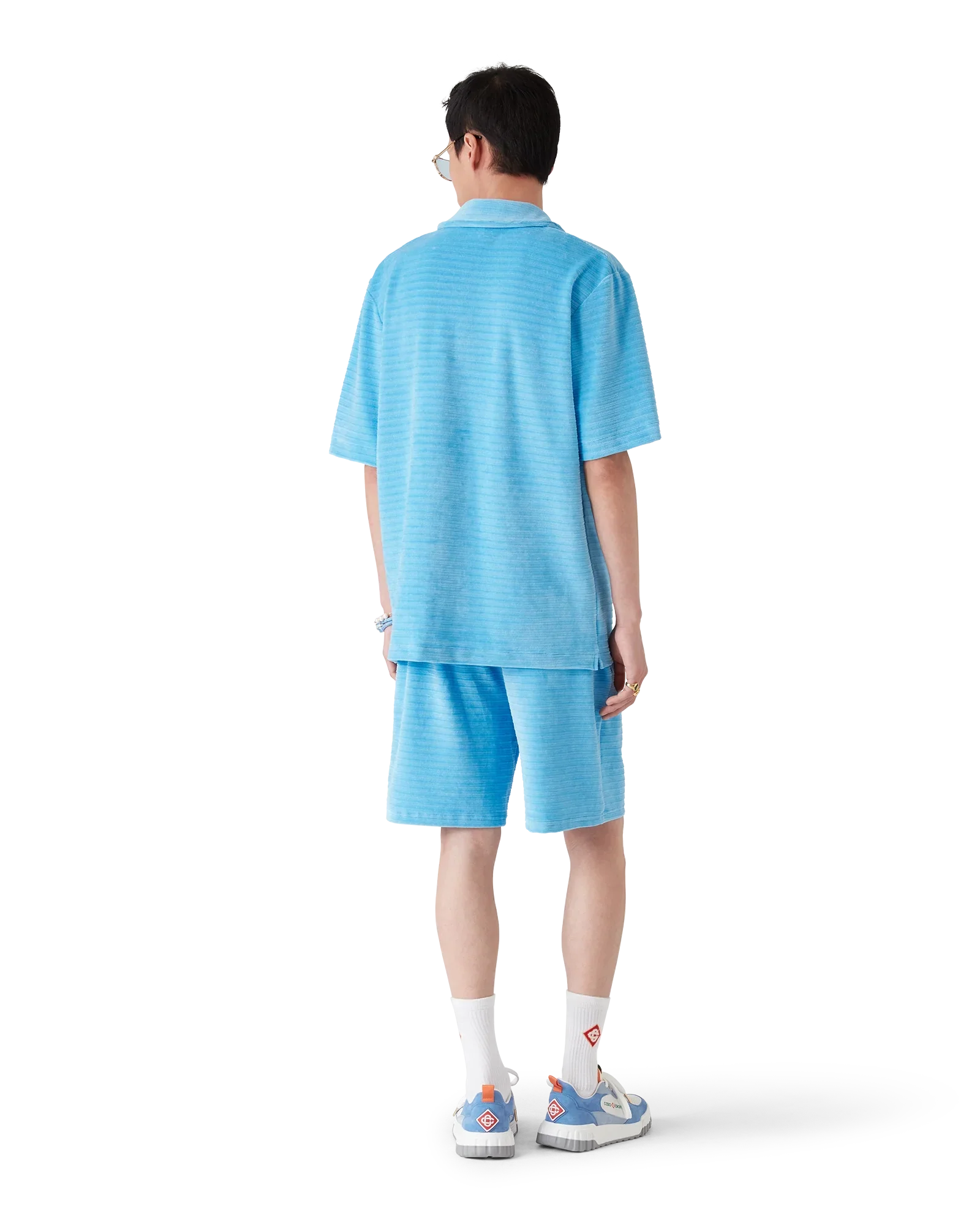 Velour Stripe Short Sleeve Shirt