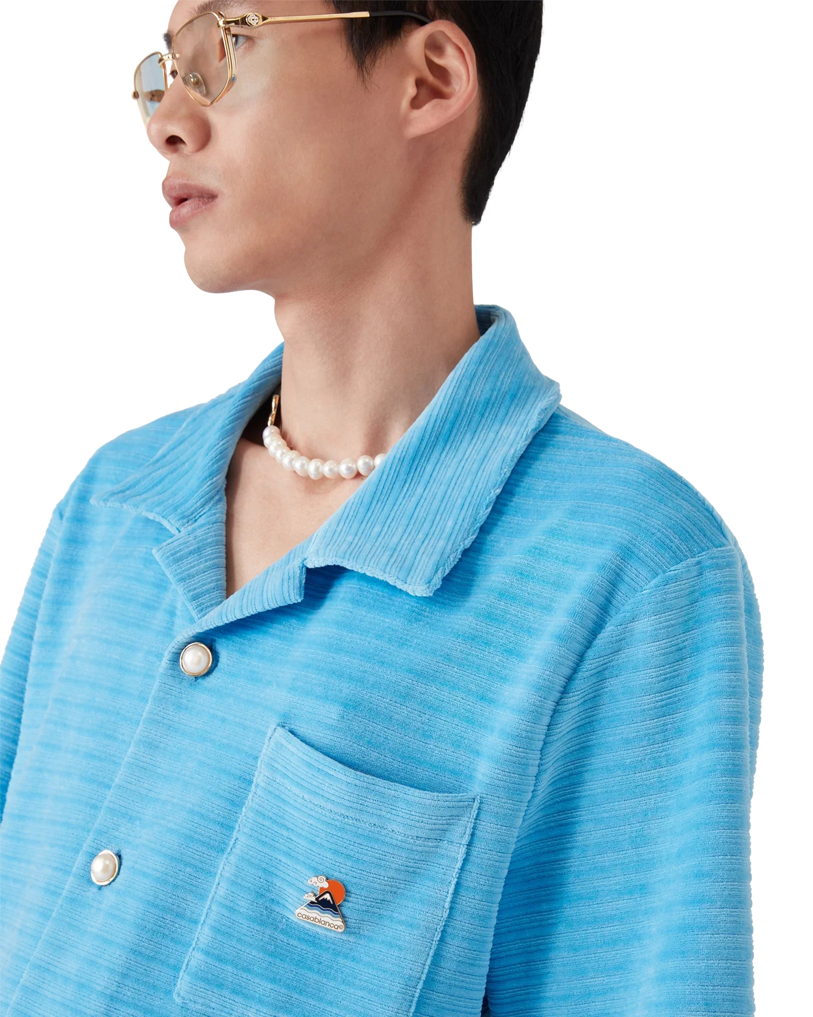Velour Stripe Short Sleeve Shirt