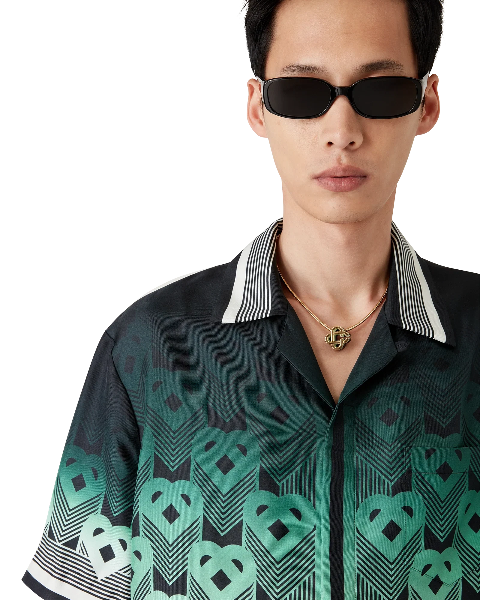 Gradient Monogram Silk Short Sleeve Shirt