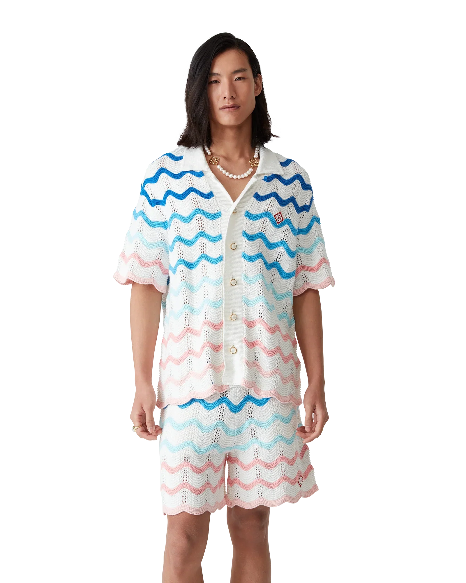Gradient Wave Crochet Shirt