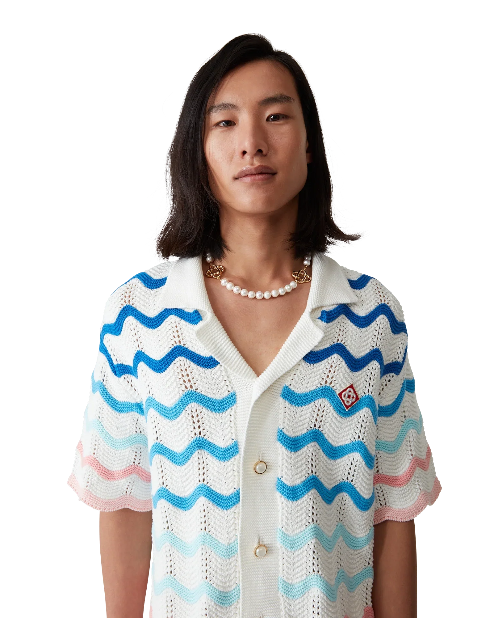 Gradient Wave Crochet Shirt
