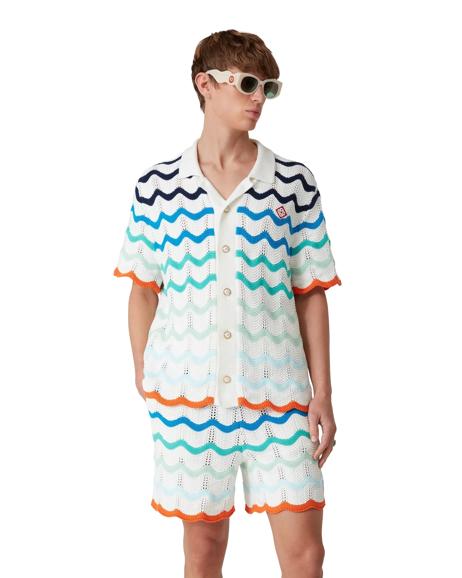 Gradient Wave Crochet Shirt