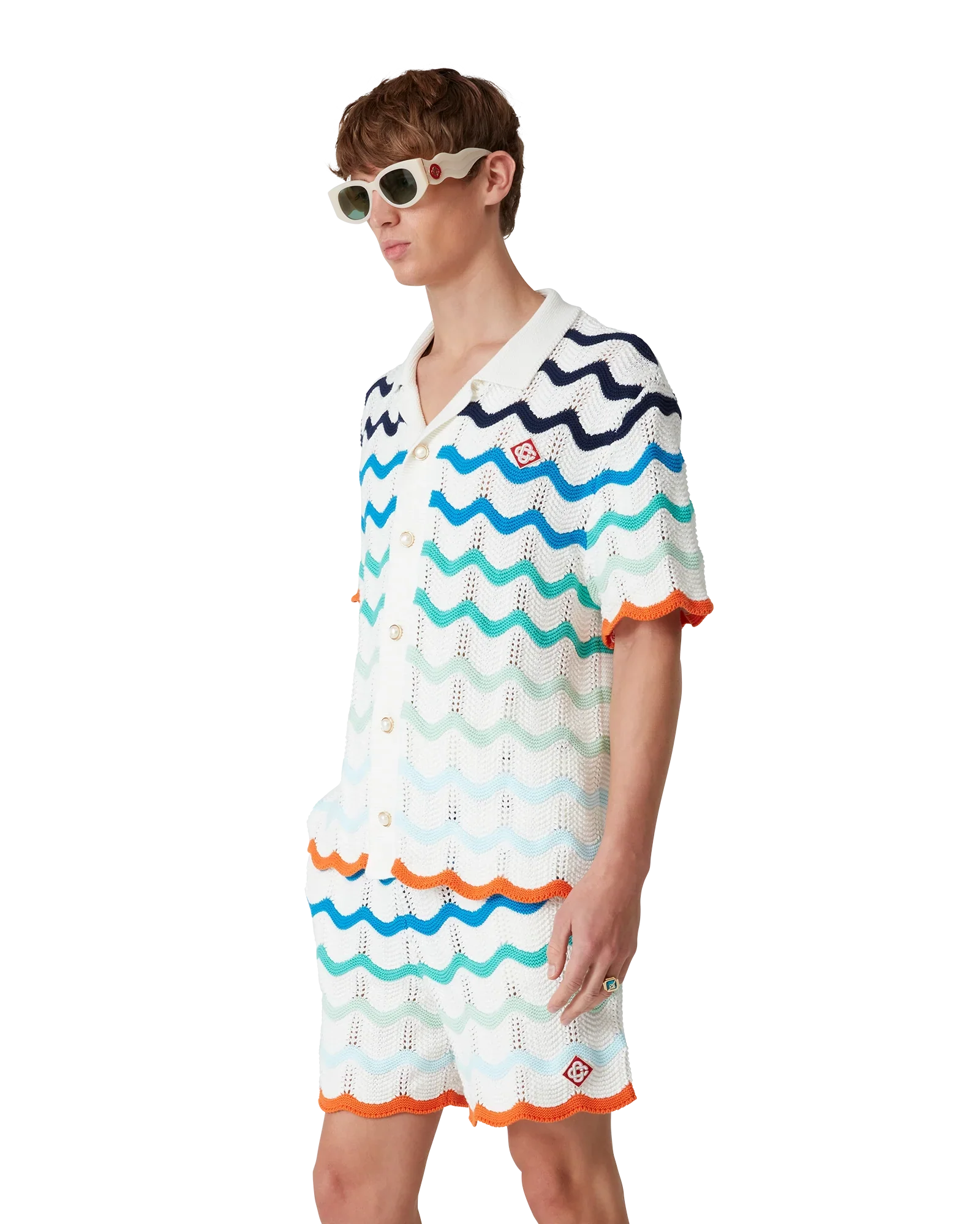 Gradient Wave Crochet Shirt