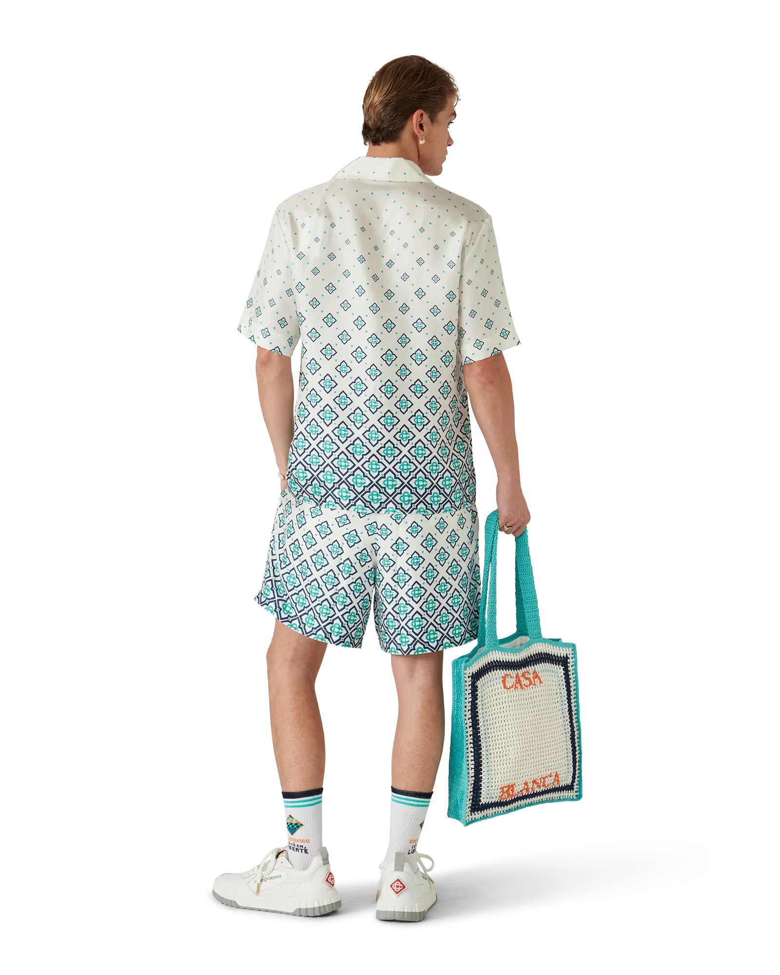 Gradient Monogram Short Sleeve Silk Shirt