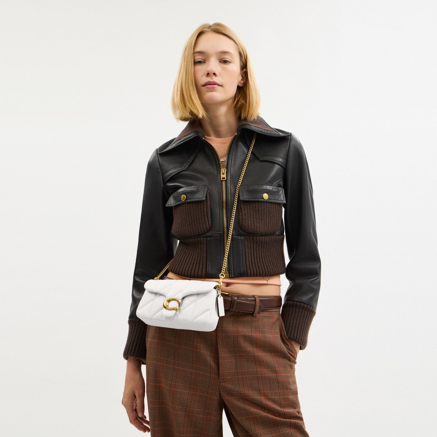 Coach Sac bandoulière Tabby Chain 19 - Craie