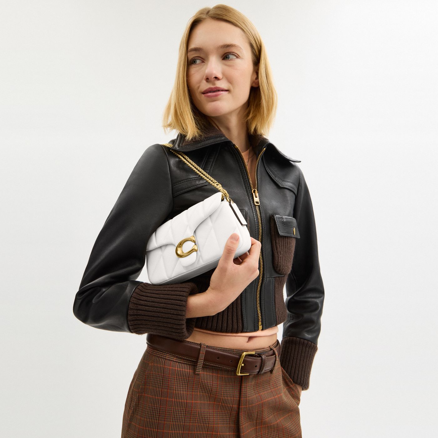 Coach Sac bandoulière Tabby Chain 19 - Craie