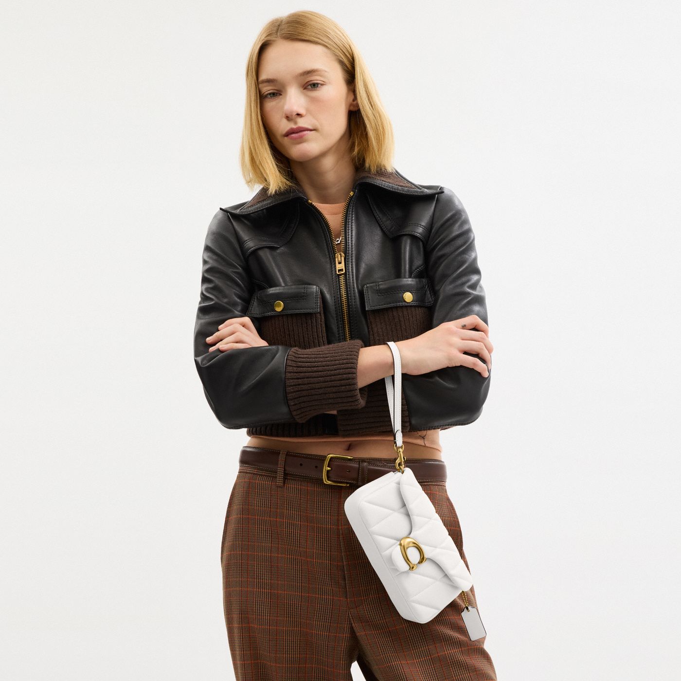 Coach Sac bandoulière Tabby Chain 19 - Craie