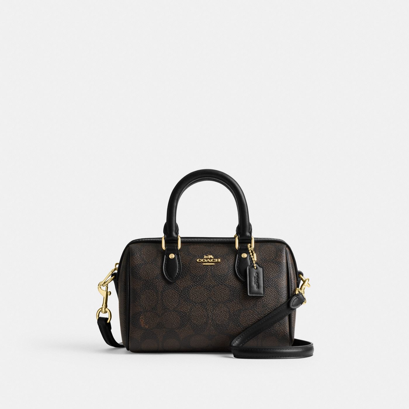Coach Mini Sac Bandoulière Rowan Toile - Marron