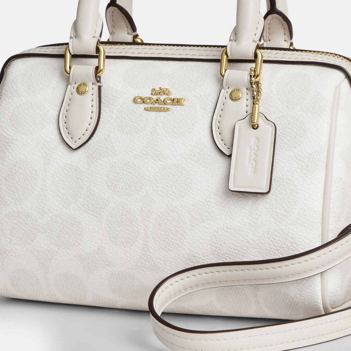 Coach Mini Sac Bandoulière Rowan Toile - Blanc