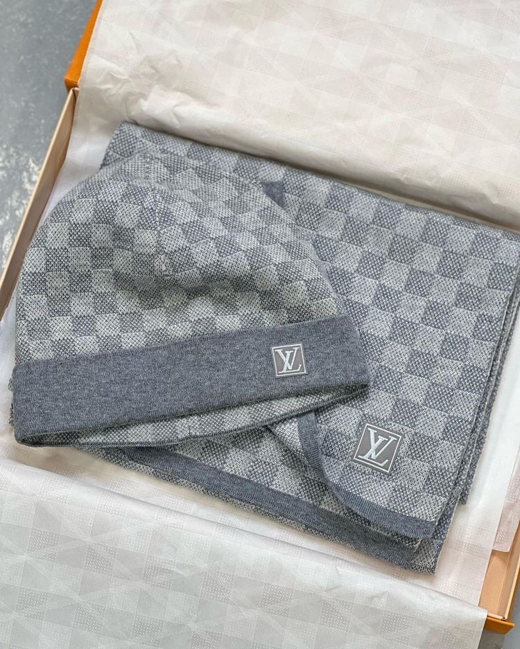 Coffret Bonnet & Écharpe Louis Vuitton Gris
